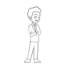 Businessman cartoon character line drawing