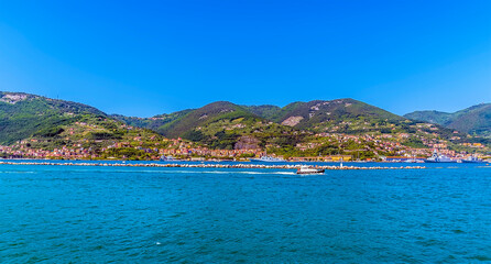 Fototapeta premium view towards Marola, beside La Spezia, Italy in the summertime