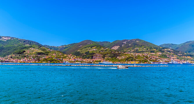 view towards Marola, beside La Spezia, Italy in the summertime