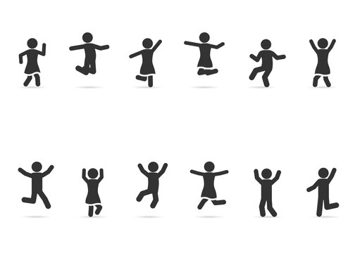 Stick Figure Stickman Stick Man Basic Human Actions Positions Poses  Postures Standing Sitting Thinking Waving Pictogram Icons PNG SVG Vector