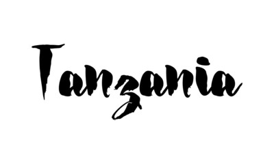 Tanzania  Country Name Handwritten Text Calligraphy
