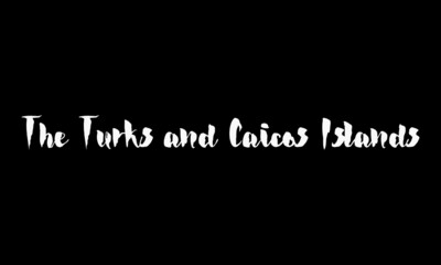 The Turks and Caicos Island Country Name Calligraphy White Color Text On Black Background