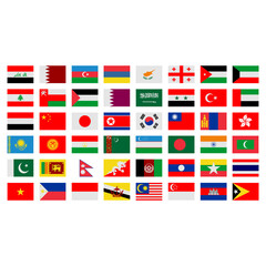 set flags of countries in asia continent icon vector symbol of country illustration isolated white background