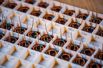 Many twisted copper coils lie