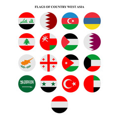 set flags of countries in asia continent icon vector symbol of country illustration isolated white background