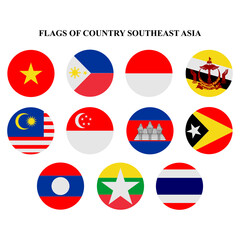 set flags of countries in asia continent icon vector symbol of country illustration isolated white background