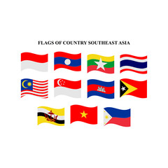 set flags of countries in asia continent icon vector symbol of country illustration isolated white background