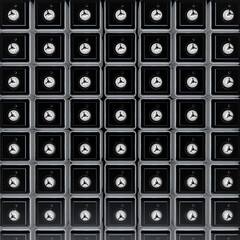 Many safes. 3d render. On a black background.