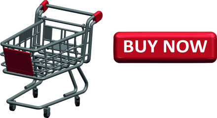 shopping cart with red ribbon