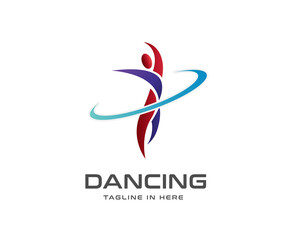 Obraz premium Simple human circle solution dancing sport logo symbol design illustration