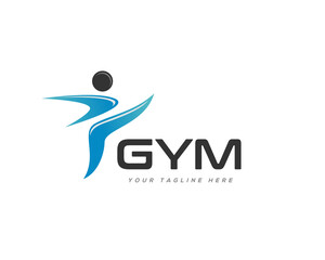 abstract Simple gym human fit logo symbol design illustration