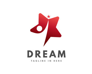 Human success raise reach star logo symbol icon design illustration