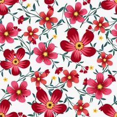 Seamless red and pink peony flowers pattern background, Floral vector artwork for apparel and fashion fabrics.