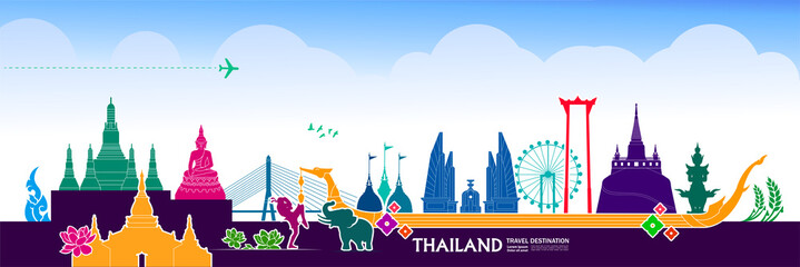 Obraz premium Thailand travel destination grand vector illustration.