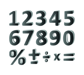 Kids math Cartoon Number Set. Vector set of 1-9 digit baby icons. school Mathematical Symbols.
