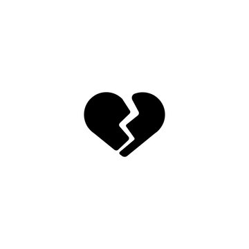 Broken Heart Flat Vector Icon. Isolated Heartbreak, Falling In Love Emoji Illustration