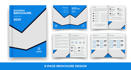 8 Pages creative business brochure template and simple & minimal design template	