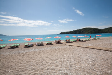Fototapeta na wymiar Oludeniz Beach, It's popular beach in Fethiye, Turkey