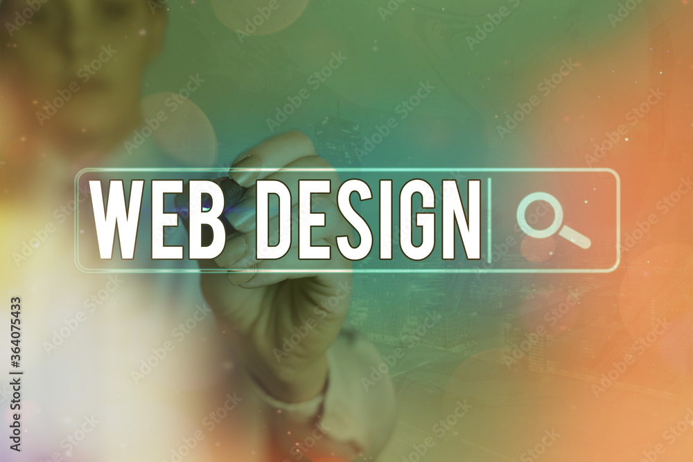 Poster Writing note showing Web Design. Business concept for website creation which includes layout, content, and graphics Web search digital information futuristic technology network connection