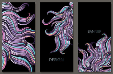 Hand drawn fluid shape design. Artistic graphic element. Vector illustration for a postcard or a poster. Eps10 vector. Set.