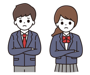 男子学生 女子学生 腕組み イラスト