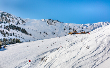 Fototapeta na wymiar Ski slopes in Mayrhofen, Zillertal valley, Austria.