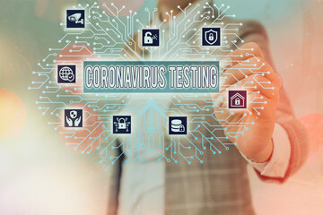 Word writing text Coronavirus Testing. Business photo showcasing Collection of samples from a...