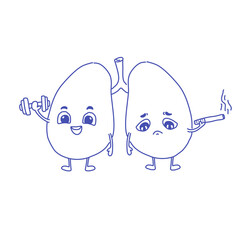Healthy lungs and unhealthy lungs 