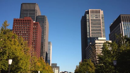 Fototapeta na wymiar View of the skyscraper buildings in the Marunouchi district, Chiyoda, Tokyo, Japan