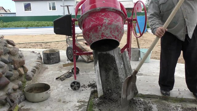 the Builder works with a concrete mixer