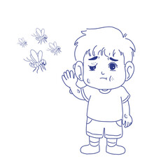 Obraz na płótnie Canvas Boy and mosquito cartoon illustration 
