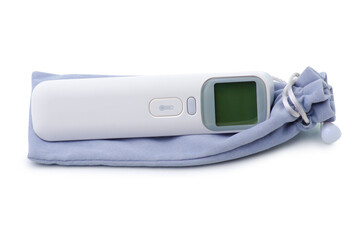 Non-contact digital thermometer on white background isolation