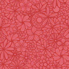 Hand Drawn Flower Illustration in a Seamless Pattern