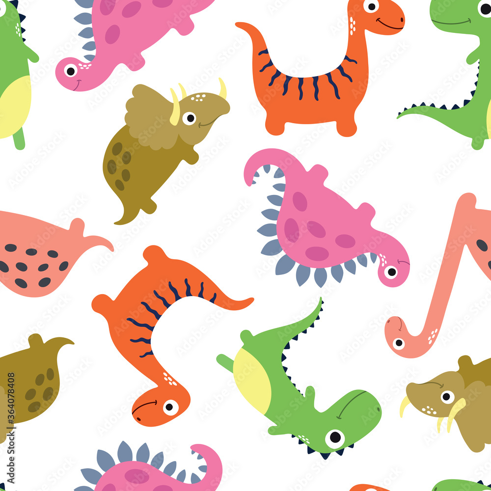 Wall mural Cute dinosaur seamless pattern