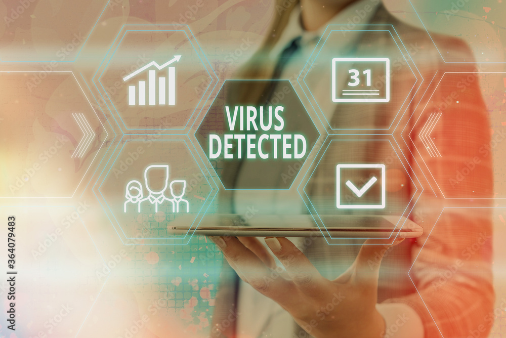 Poster handwriting text virus detected. conceptual photo a computer program used to prevent and remove malw