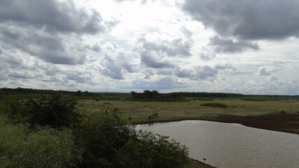 storm clouds over the river