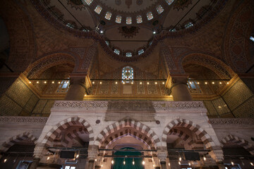 Fototapeta na wymiar Interior of Blue mosque in Istanbul Turkey