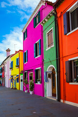 Fototapeta na wymiar The multi-colored bright houses