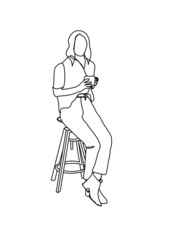 Drawings one line, young modeling poses