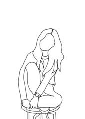 Drawings one line, young modeling poses