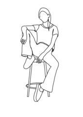 Drawings one line, young modeling poses