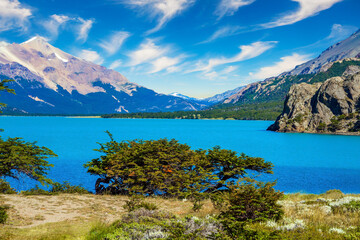 Fototapeta na wymiar Huge lake with azure water
