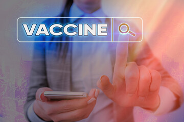 Writing note showing Vaccine. Business concept for preparation of killed microorganisms or living...