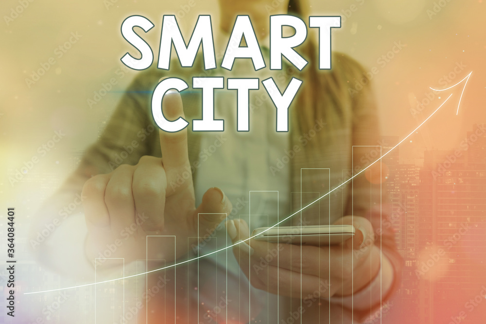 Poster conceptual hand writing showing smart city. concept meaning an urban area that uses communication te