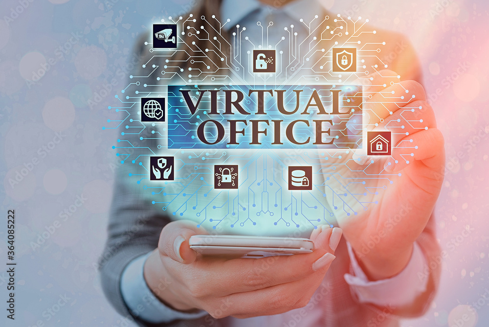 Poster text sign showing virtual office. business photo text operational domain of any business or organiza