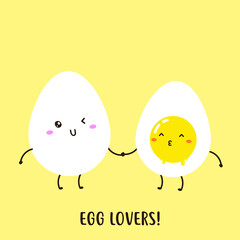 pair of Cute happy eggs vector design