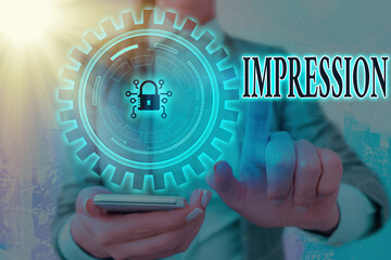 Writing note showing Impression. Business concept for an idea and feeling or opinion about...