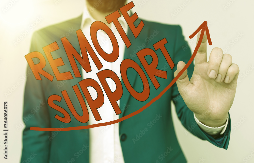 Poster handwriting text remote support. conceptual photo type of secure service, which permits representati