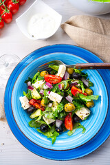 Rustic Greek salad with sheep's cheese