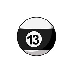 Billiard ball icon. 13 number ball symbol modern, simple, vector, icon for website design, mobile app, ui. Vector Illustration